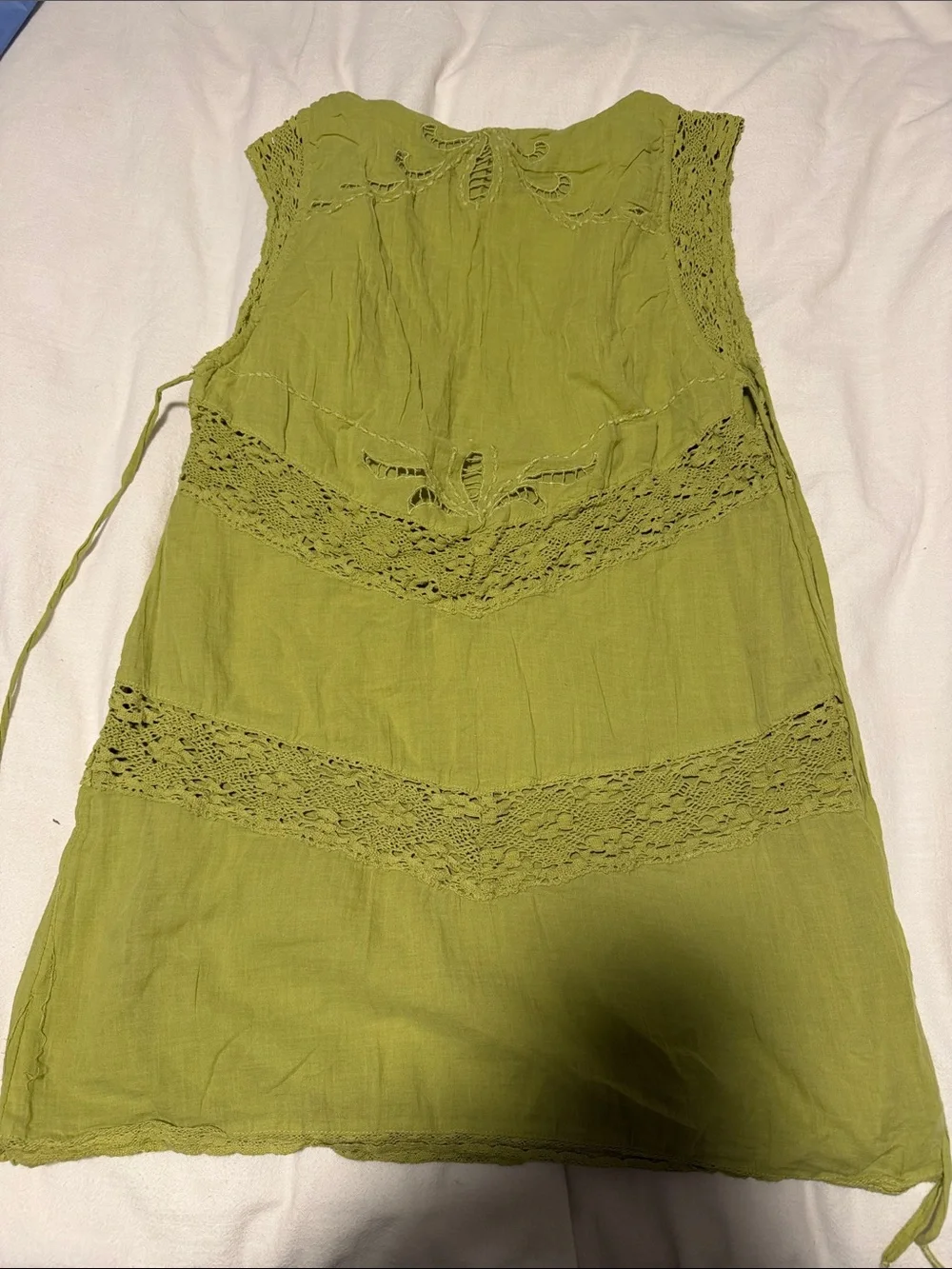 Free People Lime Green Eyelet Lace Shift Dress